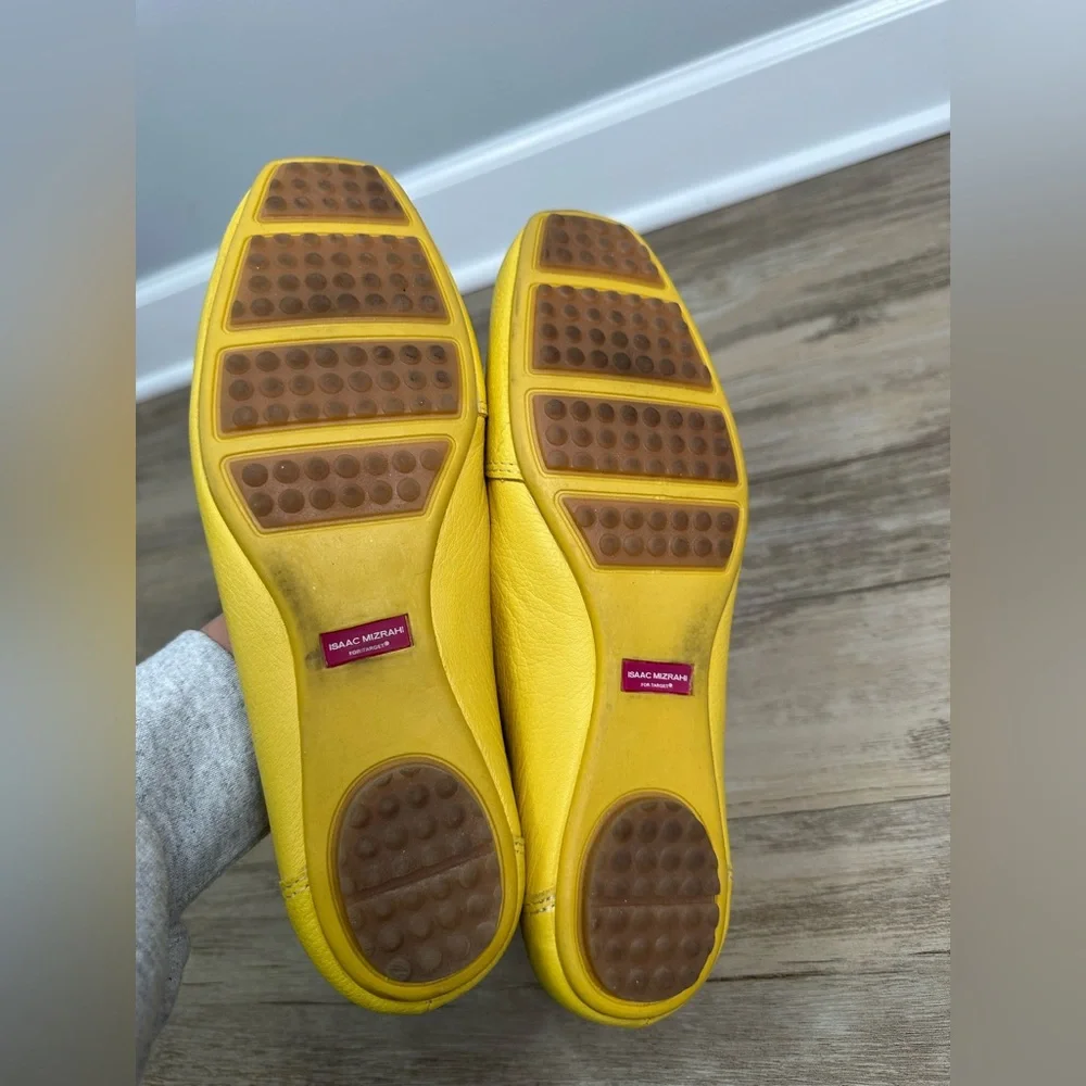 Isaac Mizrahi Gail Yellow Leather Loafers Shoes Size 9